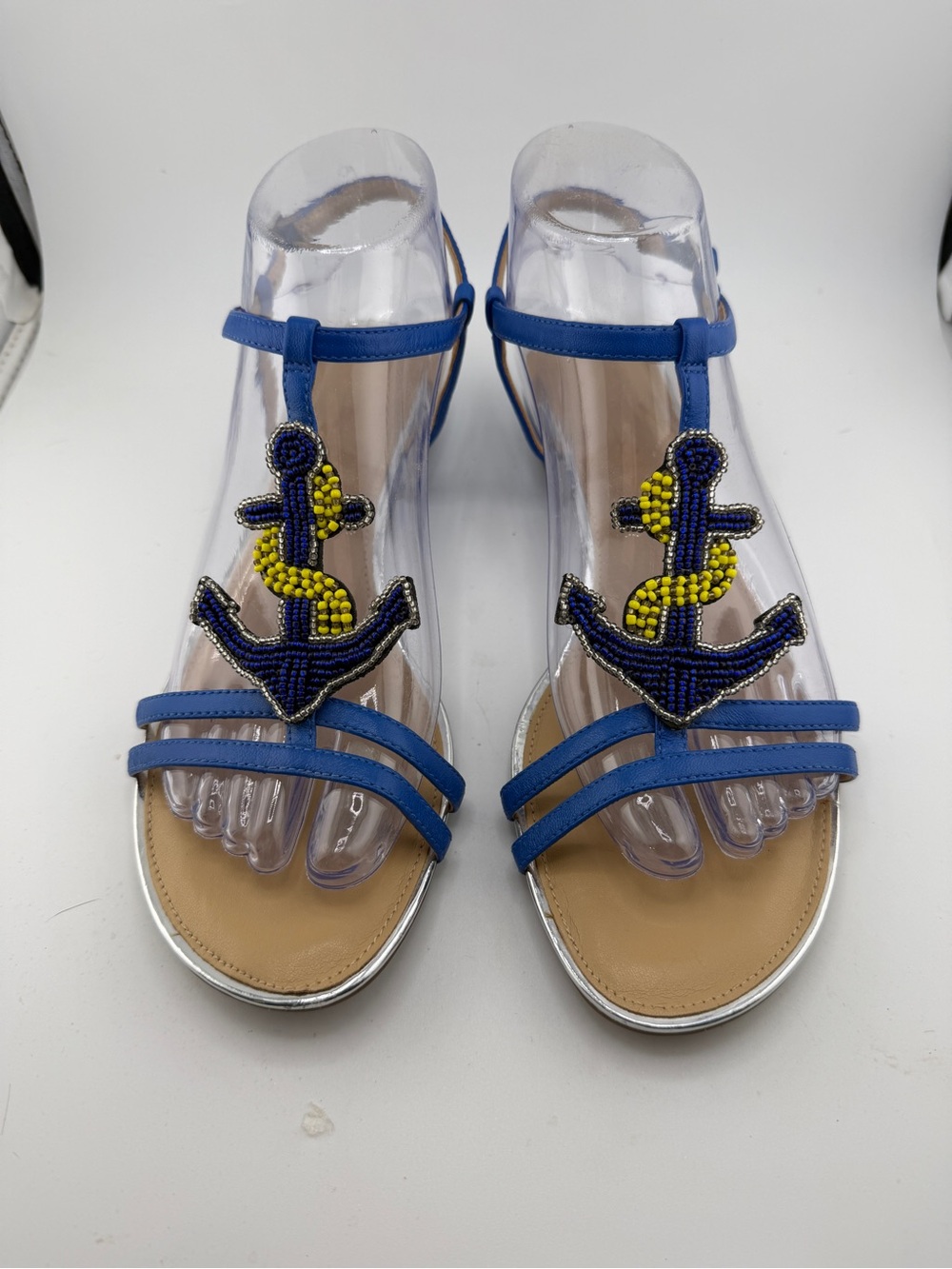 Talbots Anchor Beaded T-Strap Sandals 7.5